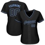 Personalized Black and Light Blue Baseball Jersey for Men and Women Personalized Black Black-Light Blue Baseball Jersey