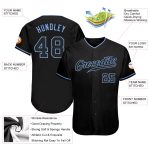 Personalized Black and Light Blue Baseball Jersey for Men and Women Personalized Black Black-Light Blue Baseball Jersey