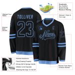 Personalized Black Light Blue Hockey Jersey - Custom Sports Apparel Personalized Black Black-Light Blue Hockey Jersey