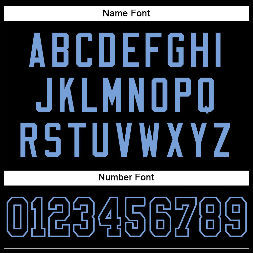 Personalized Black Black-Light Blue Mesh Football Jersey Personalized Black Light Blue Mesh Football Jersey for Custom Sports Team Wear Personalized Black Black-Light Blue Mesh Football - Image 4