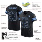 Personalized Black Light Blue Mesh Football Jersey for Custom Sports Team Wear Personalized Black Black-Light Blue Mesh Football