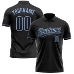 Personalized Black Light Blue Vapor Performance Golf Polo Shirt Personalized Black Black-Light Blue Performance Vapor Golf