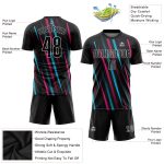 Custom Personalized Black Light Blue Pink Soccer Jersey with Name & Number - Sublimation Team Uniform Personalized Black