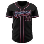 Personalized Black Light Blue Red Baseball Jersey - Custom Team Apparel Personalized Black Black Light Blue-Red Baseball