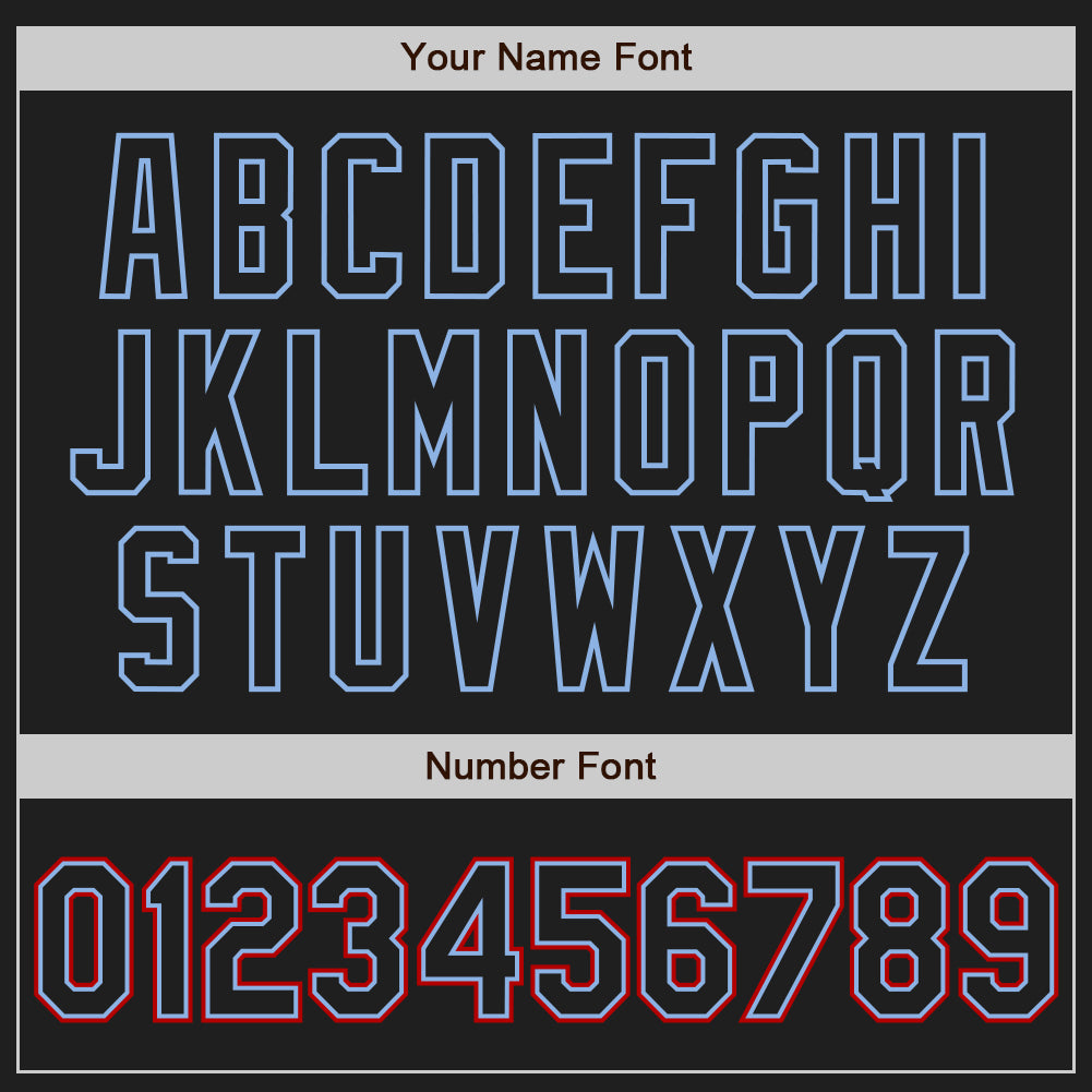 Personalized Black Light Blue Red Baseball Jersey - Custom Team Apparel Personalized Black Black Light Blue-Red Baseball - Image 5