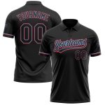 Personalized Black Light Blue-Red Performance Vapor Golf Polo Shirt for Men Personalized Black Black Light Blue-Red Performance