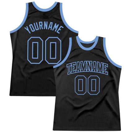Personalized Black Light Blue Throwback Basketball Jersey for Men and Women Personalized Black Black-Light Blue Throwback