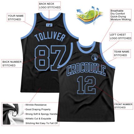 Personalized Black Light Blue Throwback Basketball Jersey for Men and Women Personalized Black Black-Light Blue Throwback