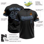 Personalized Unisex Softball Jersey - Black and Light Blue Two-Button Design Personalized Black Black-Light Blue Two-Button