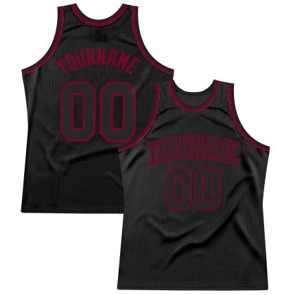 Personalized Black Maroon Throwback Basketball Jersey for Men Women Personalized Black Black-Maroon Throwback Basketball