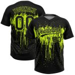 Personalized Black Neon Green 3D Unisex Softball Jersey - Customizable Two-Button Design Personalized Black Black-Neon Green
