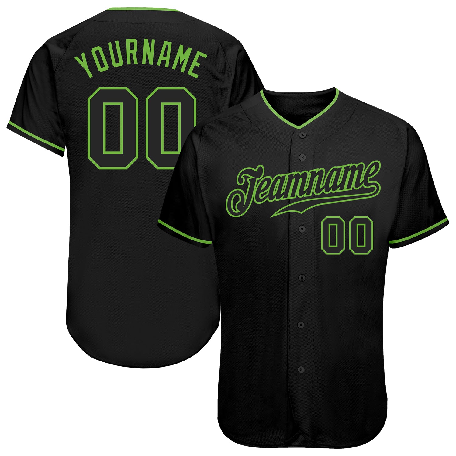 Personalized Black Neon Green Authentic Baseball Jersey Custom Name & Number Personalized Black Black-Neon Green Authentic