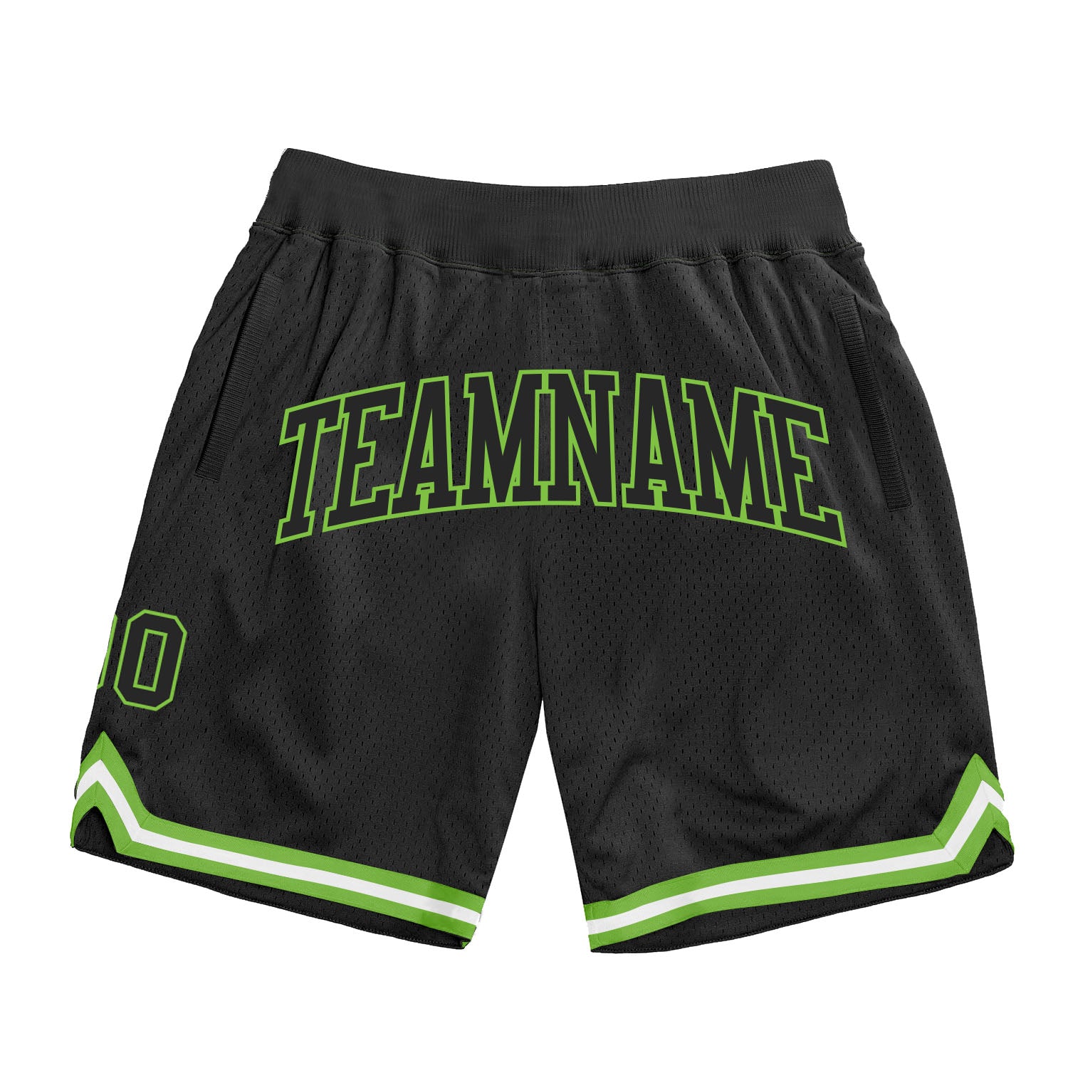 Personalized Black Neon Green Basketball Shorts with Custom Name and Number - Authentic Throwback Style Personalized Black
