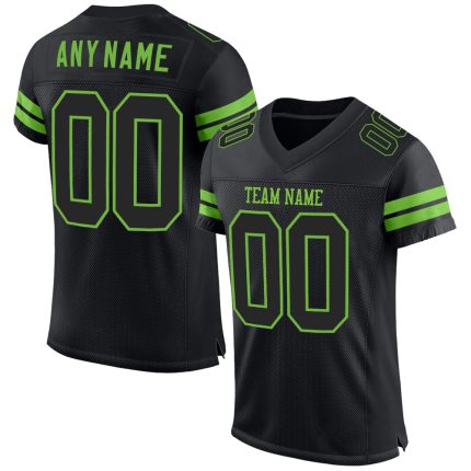 Custom Name and Number Black Neon Green Mesh Football Jersey - Personalized Team Jersey Personalized Black Black-Neon Green