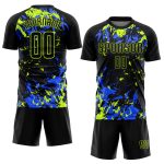 Personalized Neon Green-Royal Black Sublimation Soccer Jersey Uniform Personalized Black Black Neon Green-Royal Sublimation
