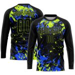 Custom Neon Green-Royal Soccer Uniform Jersey with Personalized Name & Number - Black Sublimation Design Personalized Black