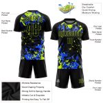 Custom Neon Green-Royal Soccer Uniform Jersey with Personalized Name & Number - Black Sublimation Design Personalized Black