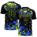 Personalized Neon Green-Royal Black Sublimation Soccer Jersey Uniform Personalized Black Black Neon Green-Royal Sublimation