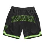 Personalized Black Neon Green Basketball Shorts for Men - Throwback Style Personalized Black Black-Neon Green Throwback Basketball