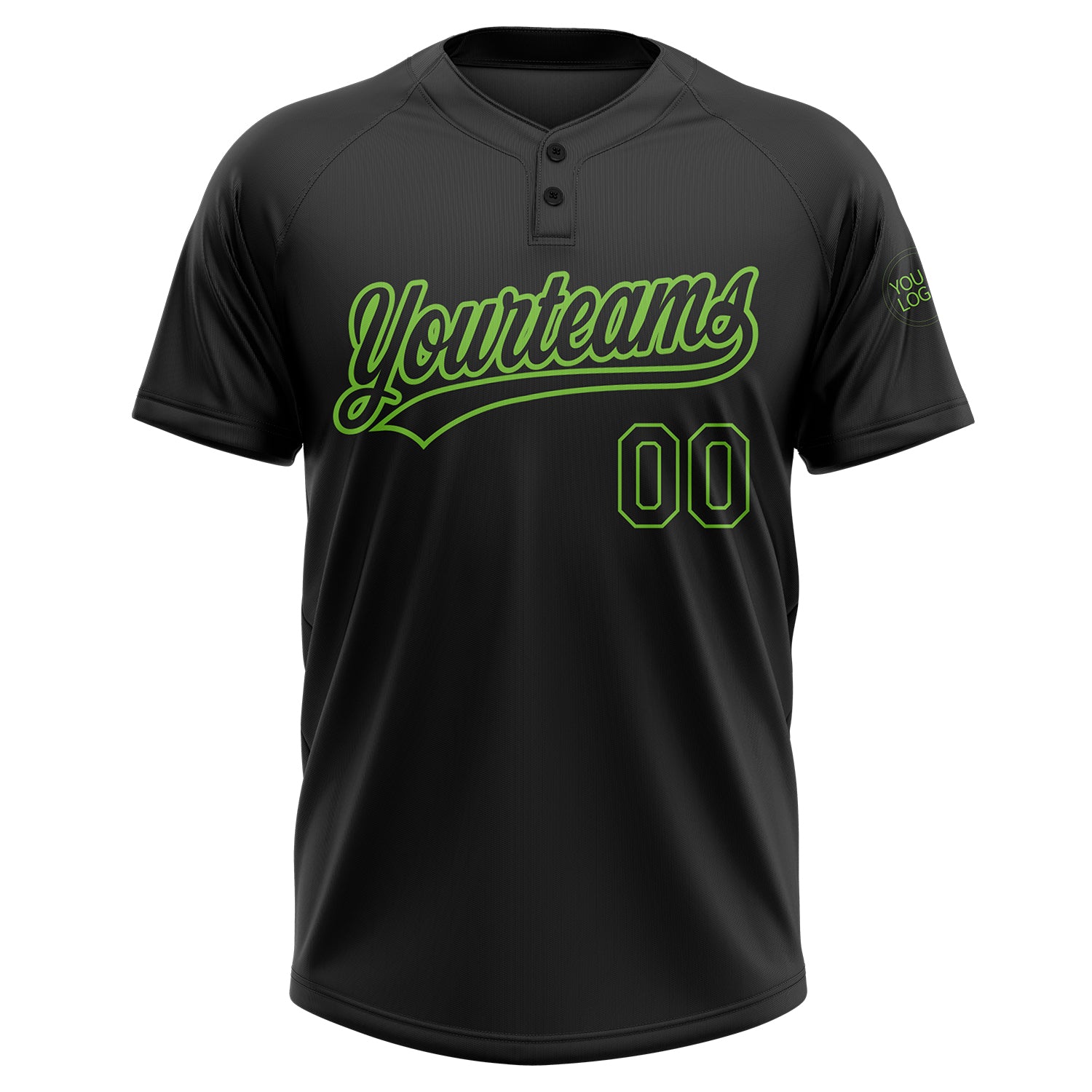Personalized Black Black-Neon Green Two-Button Unisex Softball Jersey Personalized Black Neon Green Unisex Softball Jersey - Two-Button Design for Comfort and Style Personalized Black Black-Neon - Image 3
