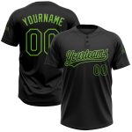 Personalized Black Neon Green Unisex Softball Jersey - Two-Button Design for Comfort and Style Personalized Black Black-Neon