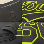 Personalized Black Neon Green Unisex Softball Jersey - Two-Button Design for Comfort and Style Personalized Black Black-Neon