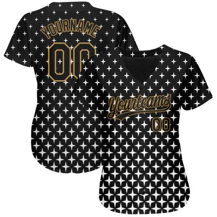 Personalized 3D Black and Old Gold Baseball Jersey for Men and Women Personalized Black Black-Old Gold 3D Baseball Jersey