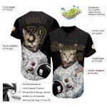 Personalized Astronaut Baseball Jersey with Custom Name & Number, Black-Old Gold 3D Pattern Design Personalized Black Black-Old