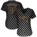 Personalized Authentic Baseball Jersey with Custom Name and Number, 3D Black and Old Gold Pattern Design Personalized Black