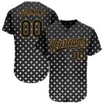 Personalized Authentic Baseball Jersey with Custom Name and Number, 3D Black and Old Gold Pattern Design Personalized Black