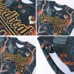 Custom Name and Number Baseball Jersey with 3D Tiger and Peacock Pattern - Personalized Black and Gold Design Personalized