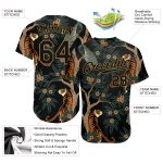 Custom Name and Number Baseball Jersey with 3D Tiger and Peacock Pattern - Personalized Black and Gold Design Personalized