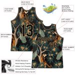 Custom Name and Number Basketball Jersey - 3D Black and Gold Tiger & Peacock Design, Personalized Authentic Team Apparel