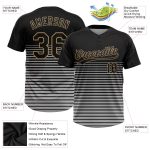 Custom Name and Number Unisex 3D Pattern Softball Jersey - Personalized Black Black-Old Gold Two-Button Design Personalized