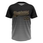 Custom Name and Number Unisex 3D Pattern Softball Jersey - Personalized Black Black-Old Gold Two-Button Design Personalized