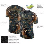Personalized 3D Tiger and Peacock Performance T-Shirt in Black and Gold Personalized Black Black-Old Gold 3D Tiger And Peacock