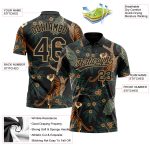 Personalized 3D Tiger Peacock Golf Polo Shirt - Black Old Gold Vapor Performance Design Personalized Black Black-Old Gold