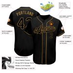 Personalized Black Authentic Baseball Jersey with Old Gold Accents Personalized Black Black-Old Gold Authentic Baseball Jersey