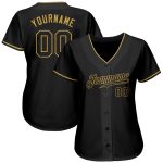 Custom Authentic Baseball Jersey with Personalized Name & Number in Black and Old Gold - Team 6072 Personalized Black Black-Old
