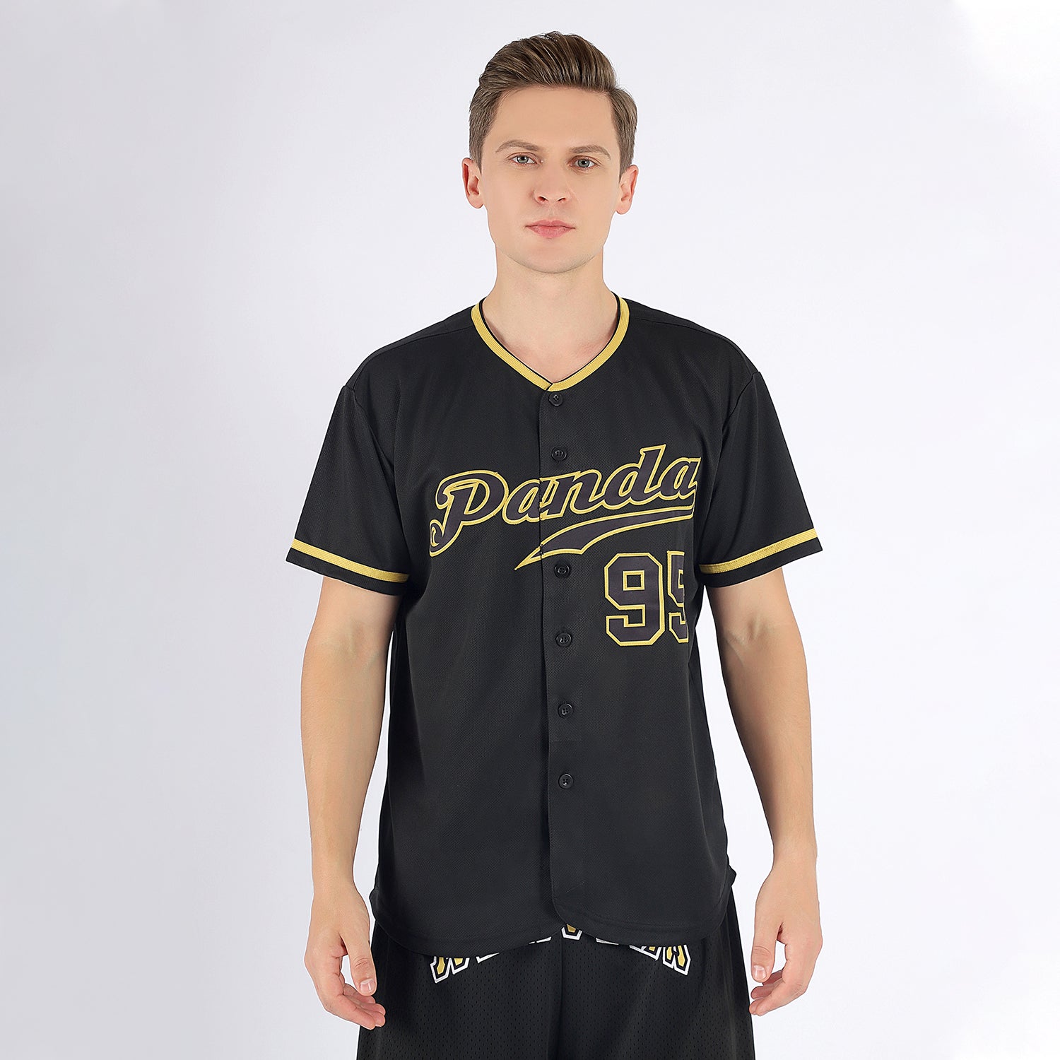Personalized Black Black-Old Gold Authentic Baseball Jersey Team Custom Name and Number 6072 Custom Authentic Baseball Jersey with Personalized Name & Number in Black and Old Gold - Team 6072 Personalized Black Black-Old - Image 2