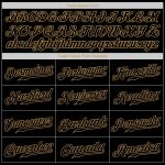 Custom Name and Number Personalized Softball Jersey in Black and Old Gold - Authentic Team Apparel Personalized Black Black-Old