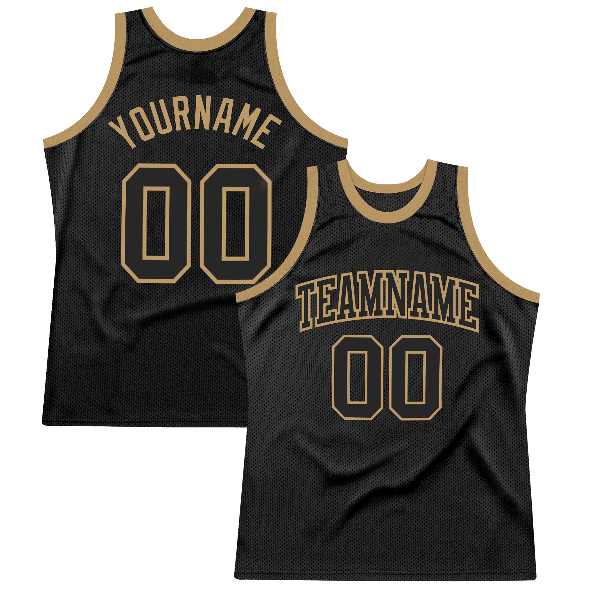 Personalized Black Gold Authentic Throwback Basketball Jersey Personalized Black Black-Old Gold Authentic Throwback Basketball