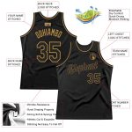 Custom Black and Old Gold Basketball Jersey with Personalized Name and Number - Authentic Throwback Design Personalized Black
