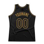 Custom Black and Old Gold Basketball Jersey with Personalized Name and Number - Authentic Throwback Design Personalized Black