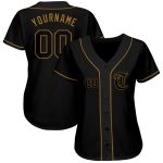 Personalized Black and Gold Baseball Jersey for Men, Women, and Kids - Custom Name & Number 16 Personalized Black Black-Old