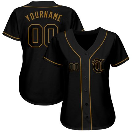 Personalized Black and Gold Baseball Jersey for Men, Women, and Kids - Custom Name & Number 16 Personalized Black Black-Old