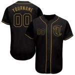 Personalized Black and Gold Baseball Jersey for Men, Women, and Kids - Custom Name & Number 16 Personalized Black Black-Old