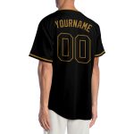 Personalized Black and Old Gold Baseball Jersey - Customizable Team Apparel Personalized Black Black-Old Gold Baseball Jersey