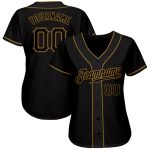 Personalized Black and Old Gold Baseball Jersey for Men, Size 5 Personalized Black Black-Old Gold Baseball Jersey 5