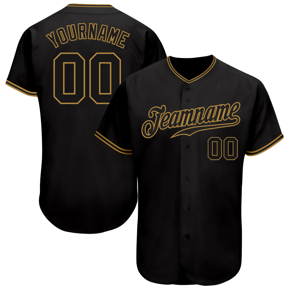 Personalized Black Gold Baseball Jersey for Men - Customizable Athletic Wear Personalized Black Black-Old Gold Baseball Jersey